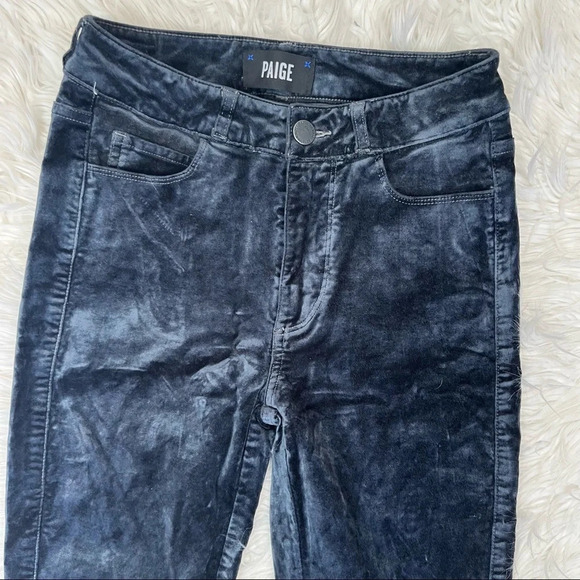 PAIGE Verdugo Ultra Skinny Velvet Pants Midnight Slate Casual Women’s 23 - Picture 5 of 12
